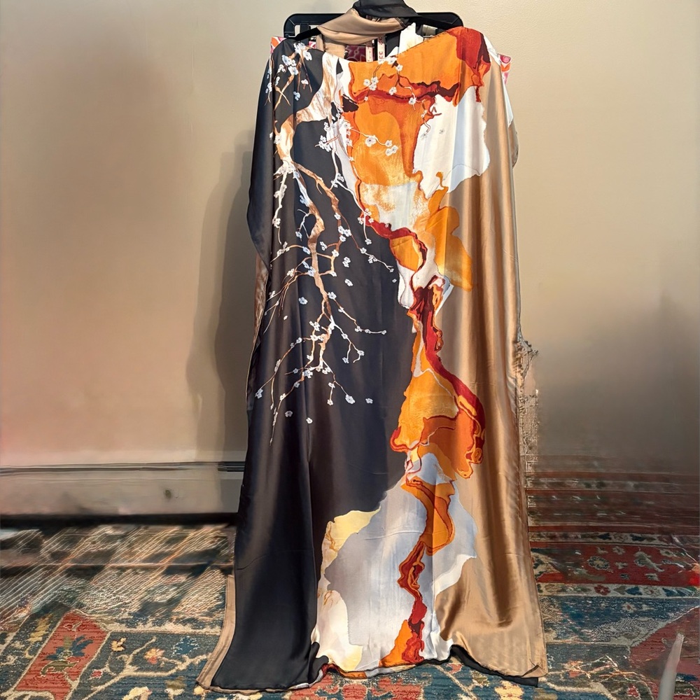 Elegant Black Silk-Feel Scarf